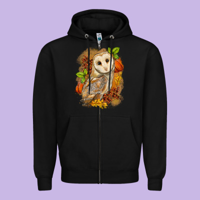 Fall Owl Zipper Hoodie Designed By Lillyallendesigns