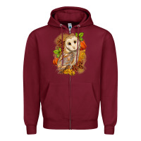 Burgundy Fall Owl Zipper Hoodie - LillyAllenDesigns