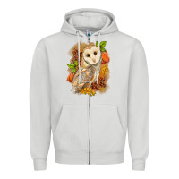 Dove Grey Fall Owl Zipper Hoodie - LillyAllenDesigns