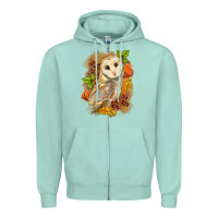 Seafoam Fall Owl Zipper Hoodie - LillyAllenDesigns