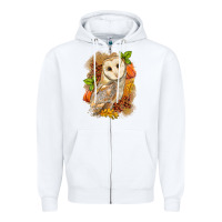 White Fall Owl Zipper Hoodie - LillyAllenDesigns