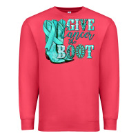 Cardinal Give Cancer the boot Ovarian Cancer teal ribbon Premium Sweatshirt - NancyCooperArtShop