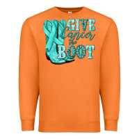 Carrot Give Cancer the boot Ovarian Cancer teal ribbon Premium Sweatshirt - NancyCooperArtShop