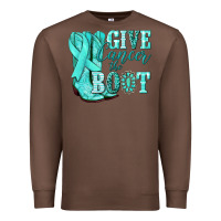 Chestnut Give Cancer the boot Ovarian Cancer teal ribbon Premium Sweatshirt - NancyCooperArtShop