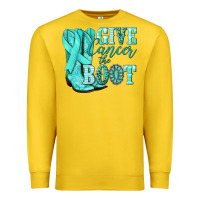 Lemon Give Cancer the boot Ovarian Cancer teal ribbon Premium Sweatshirt - NancyCooperArtShop