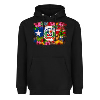 Black Dominican Republic and Puerto Rico Flag Heavyweight Hoodie - texasbilliewilder