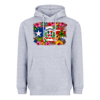 Heather Grey Dominican Republic and Puerto Rico Flag Heavyweight Hoodie - texasbilliewilder