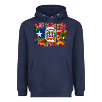 Navy Dominican Republic and Puerto Rico Flag Heavyweight Hoodie - texasbilliewilder