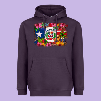 Dominican Republic And Puerto Rico Flag Heavyweight Hoodie Designed By Texasbilliewilder
