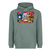 Sage Dominican Republic and Puerto Rico Flag Heavyweight Hoodie - texasbilliewilder