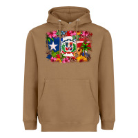 Toasted Coconut Dominican Republic and Puerto Rico Flag Heavyweight Hoodie - texasbilliewilder