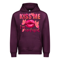 Mauve Wine Kiss me i'm so confused Valentine's Day Urban Hoodie - FaDigitalArtStudio