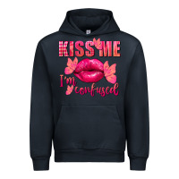 Navy Kiss me i'm so confused Valentine's Day Urban Hoodie - FaDigitalArtStudio