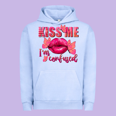 Kiss Me I'm So Confused Valentine's Day Urban Hoodie Designed By Fadigitalartstudio
