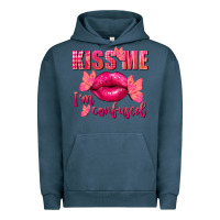 Pigment Midnight Navy Kiss me i'm so confused Valentine's Day Urban Hoodie - FaDigitalArtStudio
