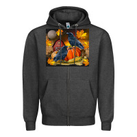 Charcoal Heather Fall Crow Zipper Hoodie - LillyAllenDesigns