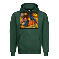 Sports Green Fall Crow Zipper Hoodie - LillyAllenDesigns