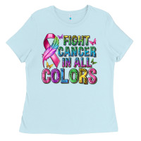 Baby Blue fight cancer in all colors Ladies Tee - texasbilliewilder