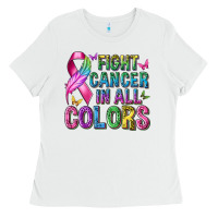 White fight cancer in all colors Ladies Tee - texasbilliewilder