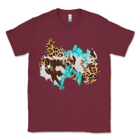 Burgundy cowhide leopard turquoise patch Classic Tee - AdoDesignShop