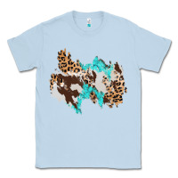 Dusty Blue cowhide leopard turquoise patch Classic Tee - AdoDesignShop