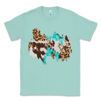 Seafoam cowhide leopard turquoise patch Classic Tee - AdoDesignShop