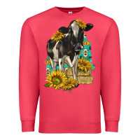 Cardinal Sunflowers Cow Premium Sweatshirt - texasbilliewilder