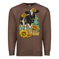 Chestnut Sunflowers Cow Premium Sweatshirt - texasbilliewilder