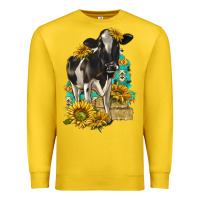 Lemon Sunflowers Cow Premium Sweatshirt - texasbilliewilder