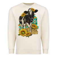 Sandshell Sunflowers Cow Premium Sweatshirt - texasbilliewilder