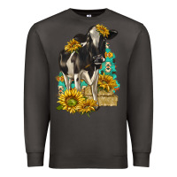 Smoke Sunflowers Cow Premium Sweatshirt - texasbilliewilder