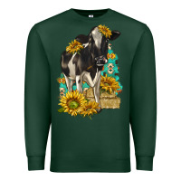 Sports Green Sunflowers Cow Premium Sweatshirt - texasbilliewilder