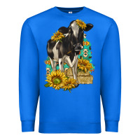 True Royal Sunflowers Cow Premium Sweatshirt - texasbilliewilder