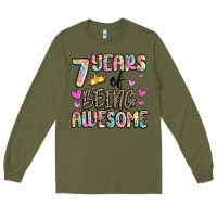 Army Green 7 years of being awesome Long Sleeve Tee - MaliasSmallBusiness