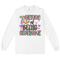 White 7 years of being awesome Long Sleeve Tee - MaliasSmallBusiness