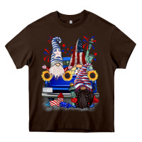 Chocolate Brown 4th of July gnomes truck Heavy Core Tee - CowGirlArtShop