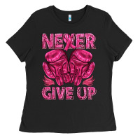 Black never give up cancer Ladies Tee - texasbilliewilder
