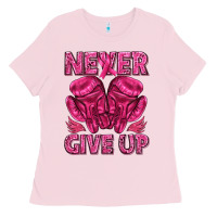 Bubblegum Pink never give up cancer Ladies Tee - texasbilliewilder