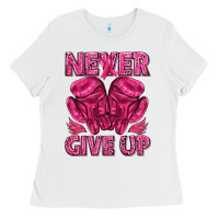 White never give up cancer Ladies Tee - texasbilliewilder