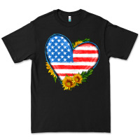 Black usa flag heart with sunflower Premium Tee - HRA Design Shop