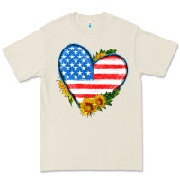 Bone usa flag heart with sunflower Premium Tee - HRA Design Shop