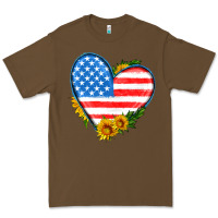Usa Flag Heart With Sunflower Premium Tee | Teevron