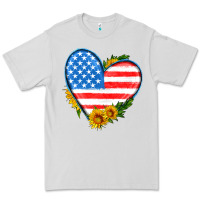Dove Grey usa flag heart with sunflower Premium Tee - HRA Design Shop