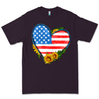 Plum usa flag heart with sunflower Premium Tee - HRA Design Shop