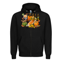 Black Fall Vibes Fox Zipper Hoodie - LillyAllenDesigns