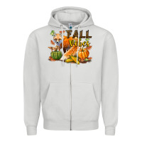 Dove Grey Fall Vibes Fox Zipper Hoodie - LillyAllenDesigns