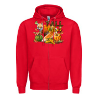 Red Fall Vibes Fox Zipper Hoodie - LillyAllenDesigns