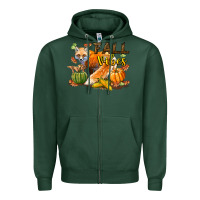 Sports Green Fall Vibes Fox Zipper Hoodie - LillyAllenDesigns