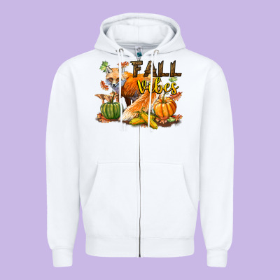 Fall Vibes Fox Zipper Hoodie Designed By Lillyallendesigns