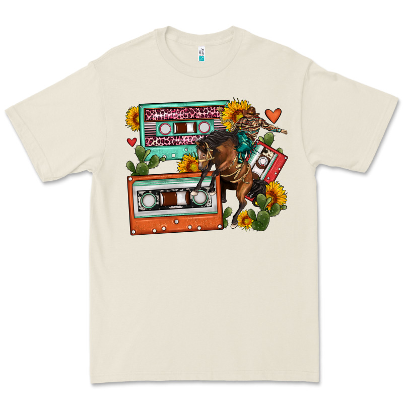 Rodeo Sunflower Cactus Cassette Premium Tee by FaDigitalArtStudio | Teevron